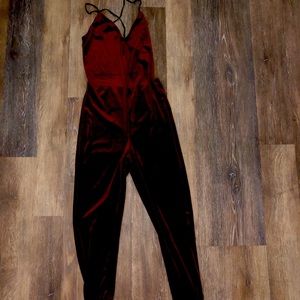 Fashion Nova red velvet one piece body suit